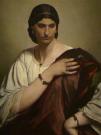 Anselm Feuerbach Ritratto di donna romana in tunica bianca e manto rosso 1862_66